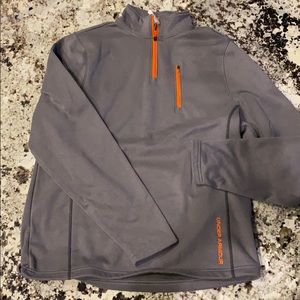 Mens Under Armour gray sweatshirt with orange trim